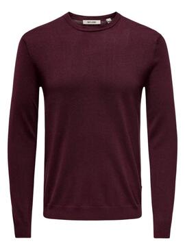 Jersey Only and Sons Wyler granate para hombre