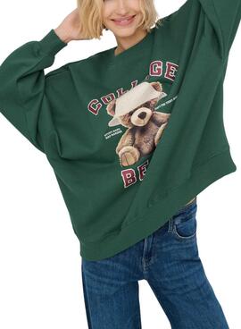 Sudadera Only Bila Bear verde para mujer