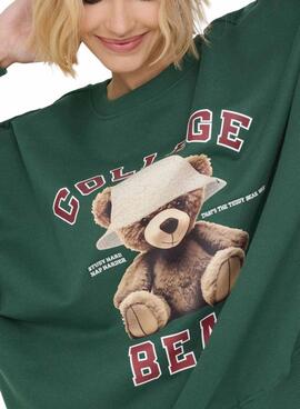 Sudadera Only Bila Bear verde para mujer