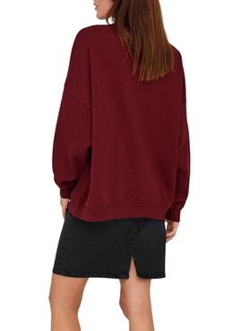 Sudadera Only Bila Bear granate para mujer