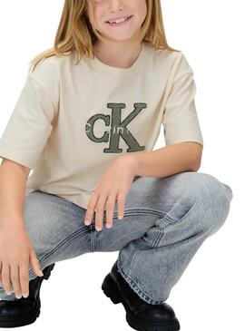 Camiseta Calvin Klein Towling Monologo Beige niña