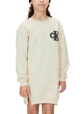 Vestido Calvin Klein Towling Monogram beige niña