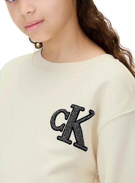 Vestido Calvin Klein Towling Monogram beige niña