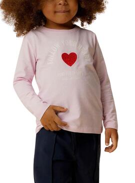 Camiseta Name It Lira rosa corazón para niña