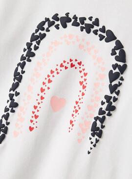 Camiseta Name It Lira blanco corazones para niña