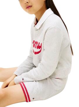 Falda Tommy Hilgiger Varsity de punto gris niña