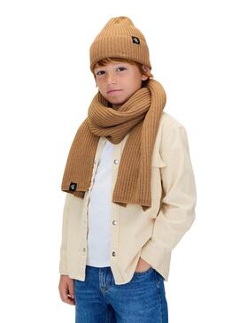 Set gorro y bufanda Calvin Klein camel para niños
