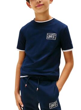 Camiseta Tommy Hilfiger Varsity logo marino niño