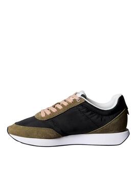 Zapatillas Calvin Klein Jeans Retro Runner negro y verde para mujer
