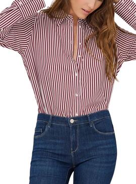 Camisa Only Berit rojo y blanco para mujer