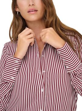 Camisa Only Berit rojo y blanco para mujer