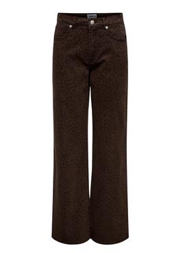 Pantalón Only Madison animal print granate para mujer