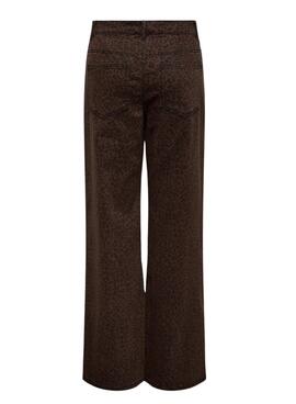 Pantalón Only Madison animal print granate para mujer