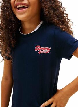 Camiseta Tommy Hilfiger Varsity slim marino niña