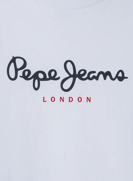 Camiseta Pepe Jeans New Herman logo blanco niño