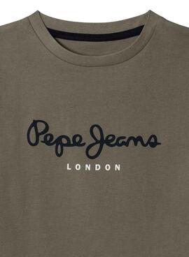 Camiseta Pepe Jeans New Art logo verde para niño