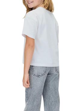 Camiseta Calvin Klein Festive logo blanco niña