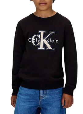 Sudadera Calvin Klein Festive logo negro para niño