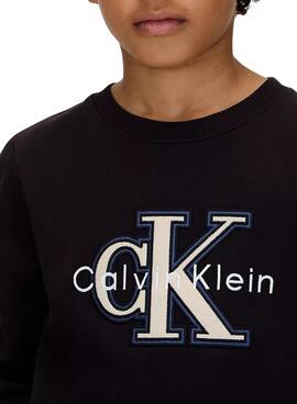 Sudadera Calvin Klein Festive logo negro para niño