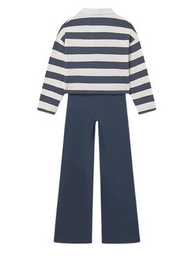 Conjunto Mayoral pantalón y polo rayas azul niña