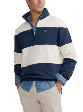 Sudadera Silbon Rayas azul y beige para hombre