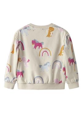 Sudadera Name It Nula unicornios beige para niña