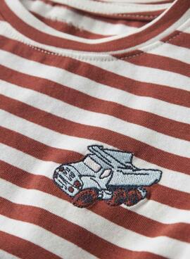 Camiseta Name It Nitu rayas granate para niño