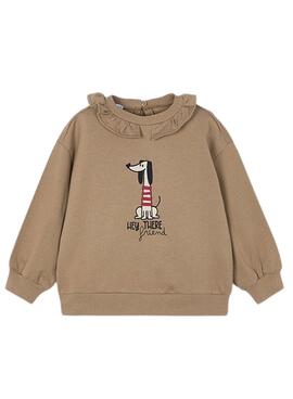 Sudadera Mayoral cuello volante camel para niña