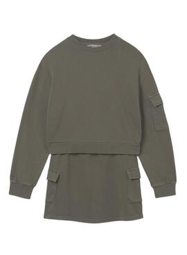Conjunto Mayoral falda cargo y sudadera verde niña