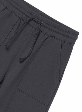 Pantalón Mayoral largo felpa wide leg gris niña