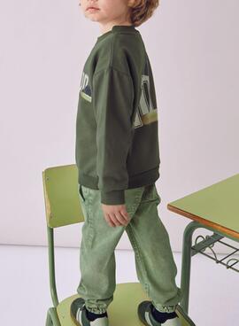 Sudadera Mayoral print espalda verde para niño
