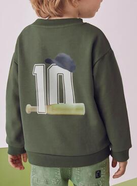 Sudadera Mayoral print espalda verde para niño