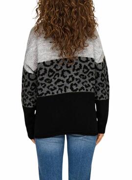 Jersey Only Jade animal print negro para mujer
