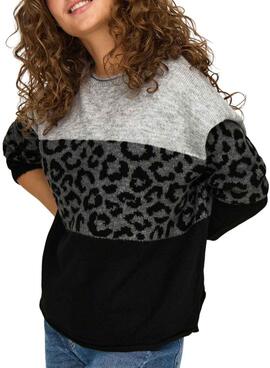 Jersey Only Jade animal print negro para mujer