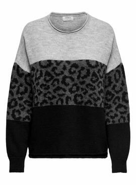 Jersey Only Jade animal print negro para mujer