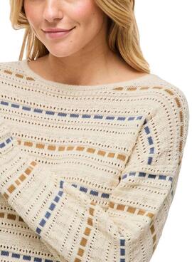 Jersey Vila Vimarian rayas beige para mujer