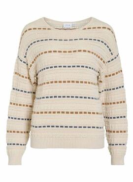 Jersey Vila Vimarian rayas beige para mujer