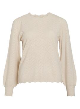 Jersey Vila Viemi beige para mujer