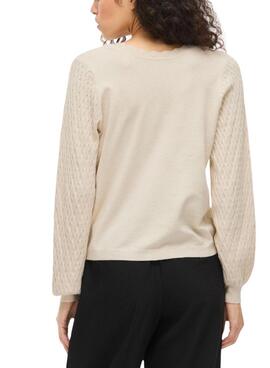 Jersey Vila Viemi reversible beige para mujer