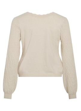 Jersey Vila Viemi reversible beige para mujer