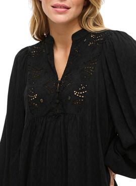 Blusa Vila Vityra encaje negro para mujer
