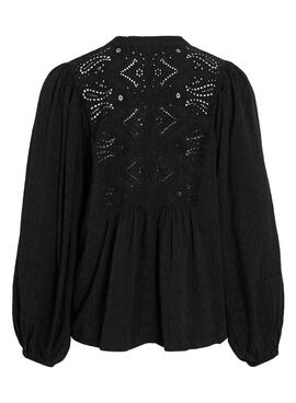 Blusa Vila Vityra encaje negro para mujer