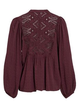 Blusa Vila Vityra encaje granate para mujer