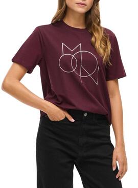 Camiseta Vila Vinora granate con estampado para mujer