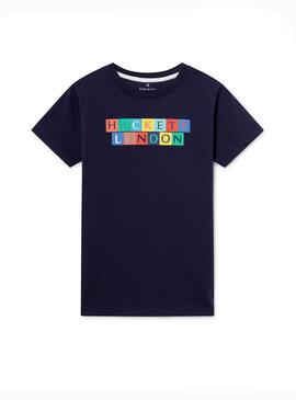 Camiseta Hackett Block Azul Marino Niño