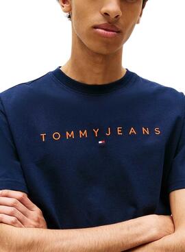 Camiseta Tommy Jeans Linear Logo marino para hombre