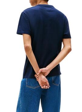 Camiseta Tommy Jeans Linear Logo marino para hombre