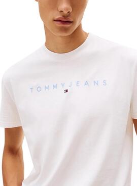 Camiseta Tommy Jeans Linear Logo blanco para hombre