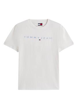 Camiseta Tommy Jeans Linear Logo blanco para hombre