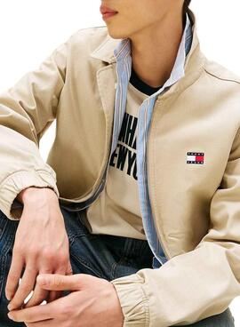 Chaqueta Tommy Jeans Essential Flag beige para hombre